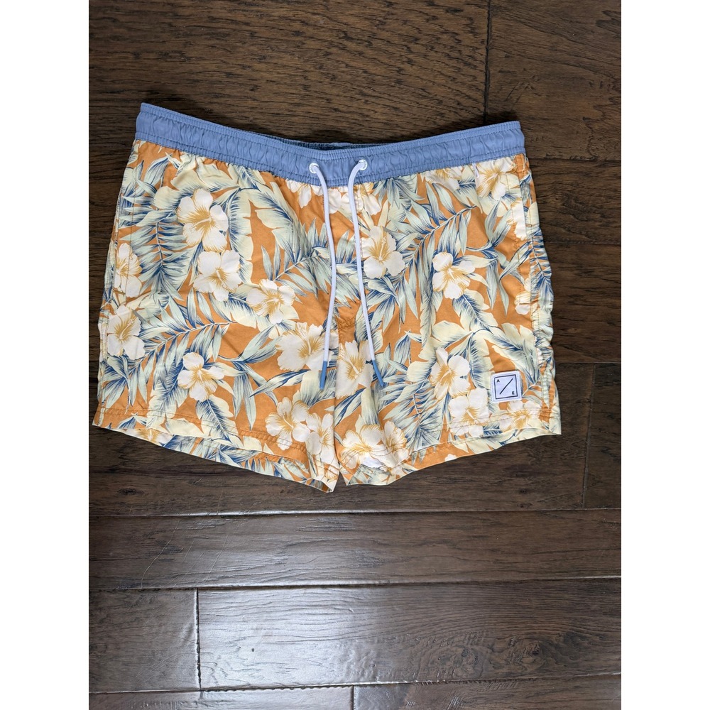 American Eagle‎ Mens Floral Swim Trunks Orange Blue Tropical Board Shorts Large